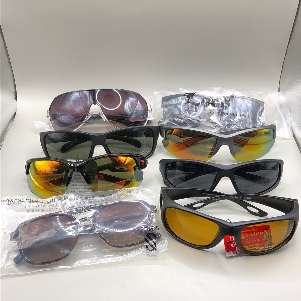 Huge lot 8 sporty outdoors + casual men's sunglasses variety of brands bundle.